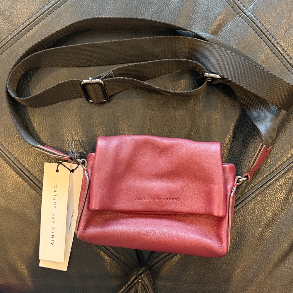 Aimee Kestenberg Burgundy Leather Crossbody Bag